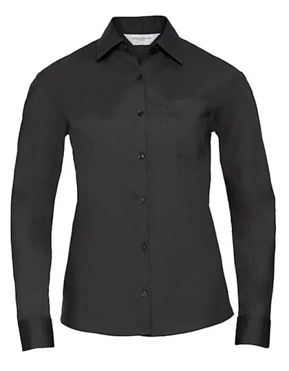 Ladies Long Sleeve Classic Polycotton Poplin Shirt - Black