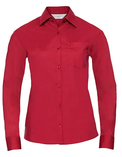 Ladies Long Sleeve Classic Polycotton Poplin Shirt - Classic Red