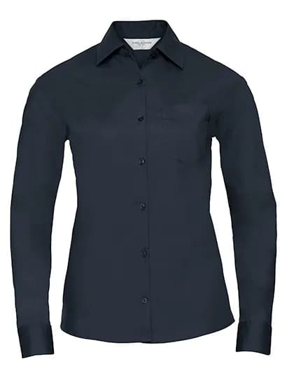 Ladies Long Sleeve Classic Polycotton Poplin Shirt - French Navy