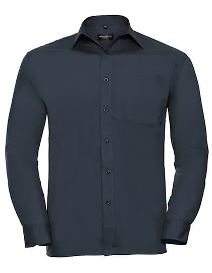 Mens Long Sleeve Classic Polycotton Poplin Shirt - French Navy