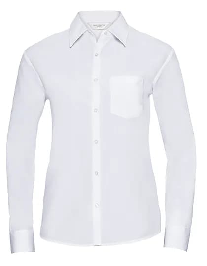 Ladies Long Sleeve Classic Polycotton Poplin Shirt - White