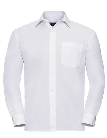 Mens Long Sleeve Classic Polycotton Poplin Shirt - White