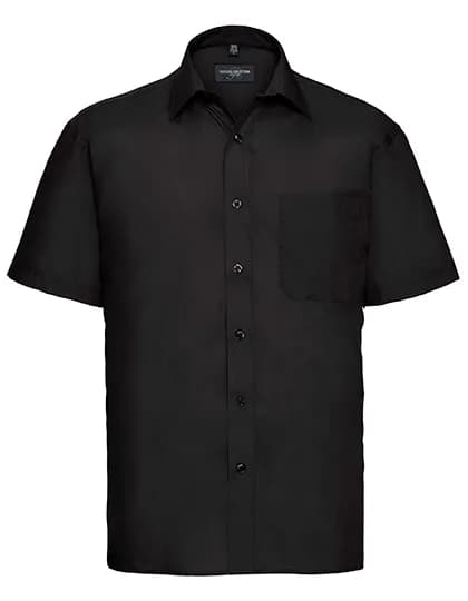 Mens Short Sleeve Classic Polycotton Poplin Shirt - Black