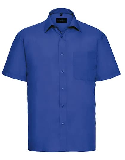 Mens Short Sleeve Classic Polycotton Poplin Shirt - Bright Royal