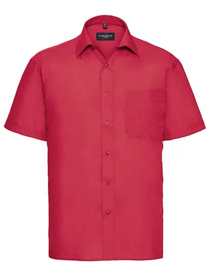 Mens Short Sleeve Classic Polycotton Poplin Shirt - Classic Red