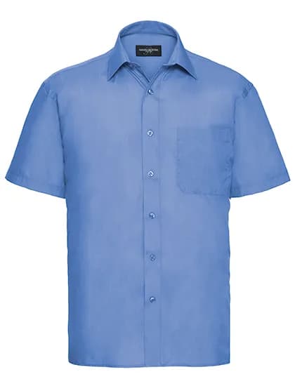 Mens Short Sleeve Classic Polycotton Poplin Shirt - Corporate Blue