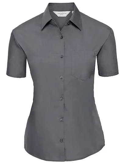 Ladies Short Sleeve Classic Polycotton Poplin Shirt - Convoy Grey