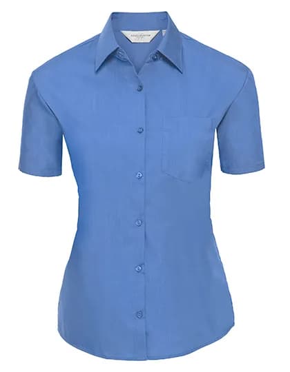 Ladies Short Sleeve Classic Polycotton Poplin Shirt - Corporate Blue