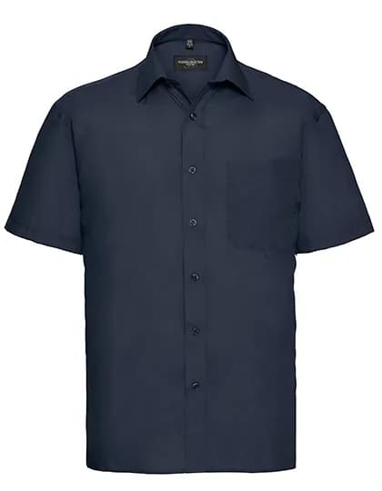 Mens Short Sleeve Classic Polycotton Poplin Shirt - French Navy