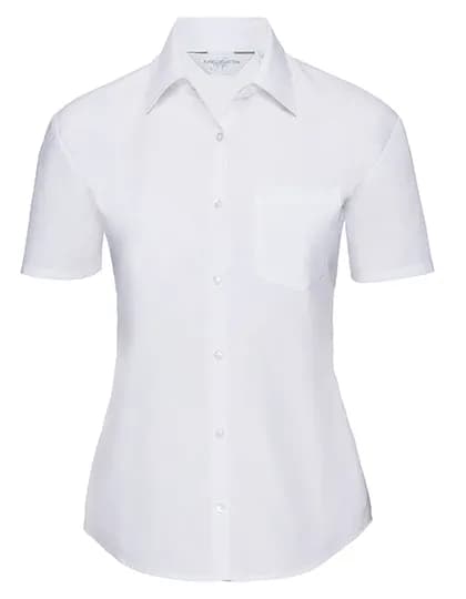 Ladies Short Sleeve Classic Polycotton Poplin Shirt - White