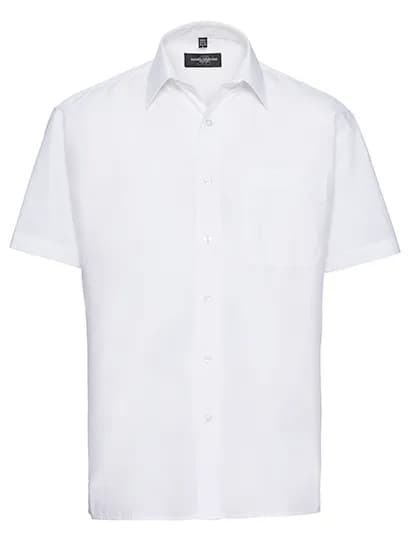Mens Short Sleeve Classic Polycotton Poplin Shirt - White
