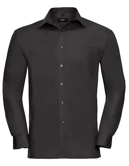 Mens Long Sleeve Classic Pure Cotton Poplin Shirt - Black