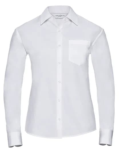 Ladies Long Sleeve Classic Pure Cotton Poplin Shirt - White
