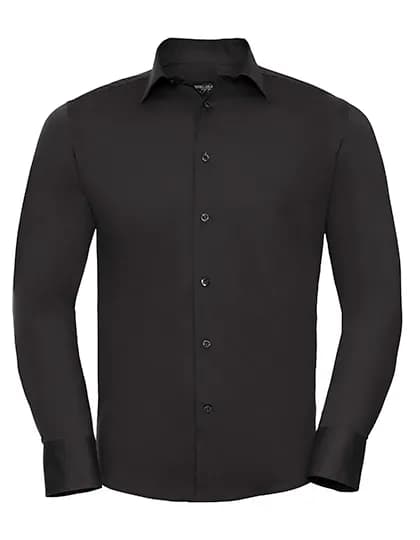 Mens Long Sleeve Fitted Stretch Shirt - Black