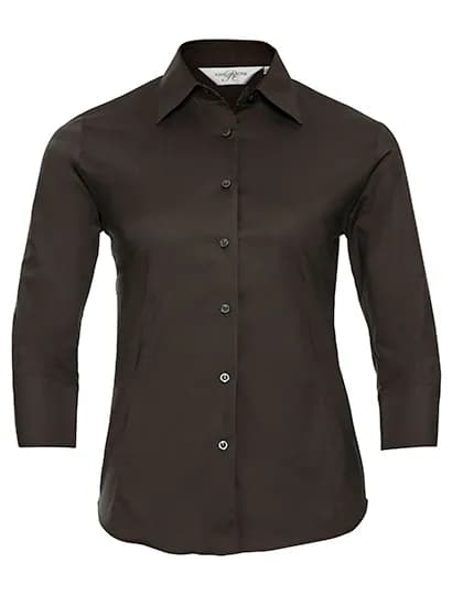 Ladies Long Sleeve Classic Pure Cotton Poplin Shirt - Chocolate
