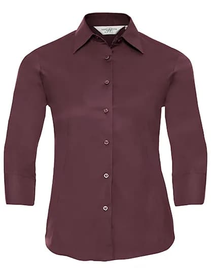 Ladies Long Sleeve Classic Pure Cotton Poplin Shirt - Port