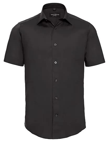 Mens Short Sleeve Fitted Stretch Shirt - Black