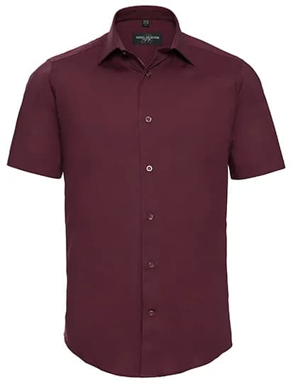 Mens Short Sleeve Fitted Stretch Shirt - Port