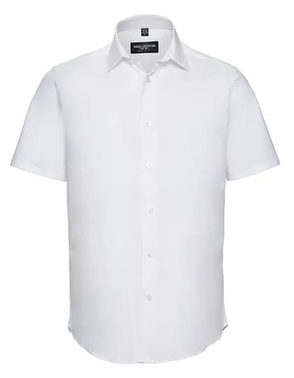 Mens Short Sleeve Fitted Stretch Shirt - White