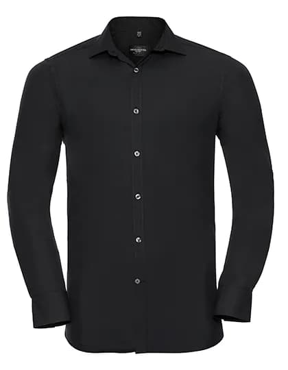 Mens Long Sleeve Fitted Ultimate Stretch Shirt - Black
