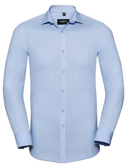 Mens Long Sleeve Fitted Ultimate Stretch Shirt - Bright Sky