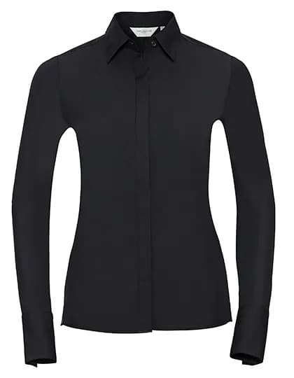 Ladies Long Sleeve Fitted Ultimate Stretch Shirt - Black
