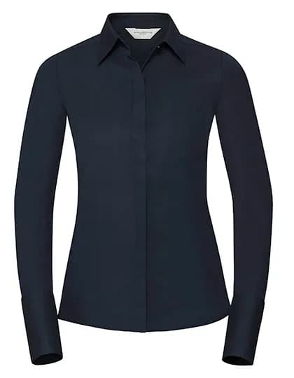 Ladies Long Sleeve Fitted Ultimate Stretch Shirt - Bright Navy