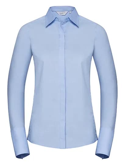 Ladies Long Sleeve Fitted Ultimate Stretch Shirt - Bright Sky