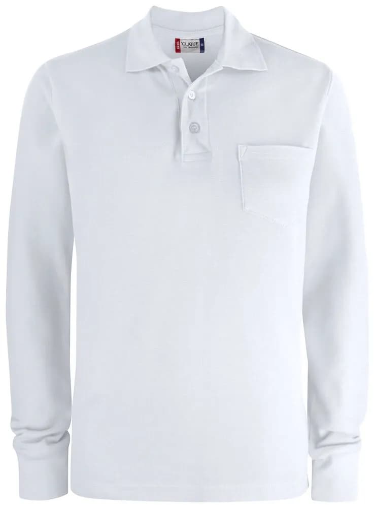 Basic Polo Pocket L/S - White