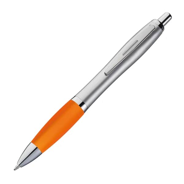 Kugelschreiber mit silbernem Schaft ANGELINA - orange