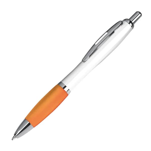 Kugelschreiber mit weißem Schaft GUSTAVO - orange