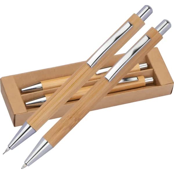 Schreibset aus Bambus SIEGLINDE - beige