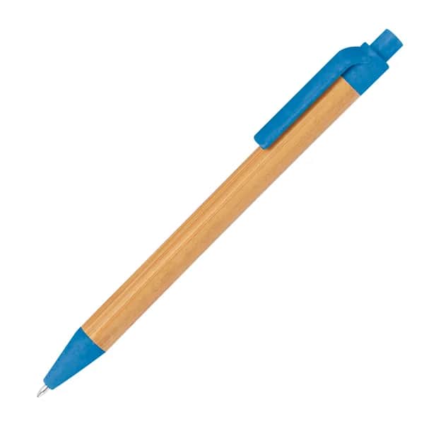 Kugelschreiber aus Weizenstroh und Bambus FABIANA - blau