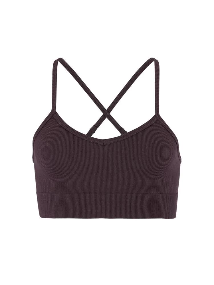 Collective Rib Strap Sports Bra W - Dk Plum