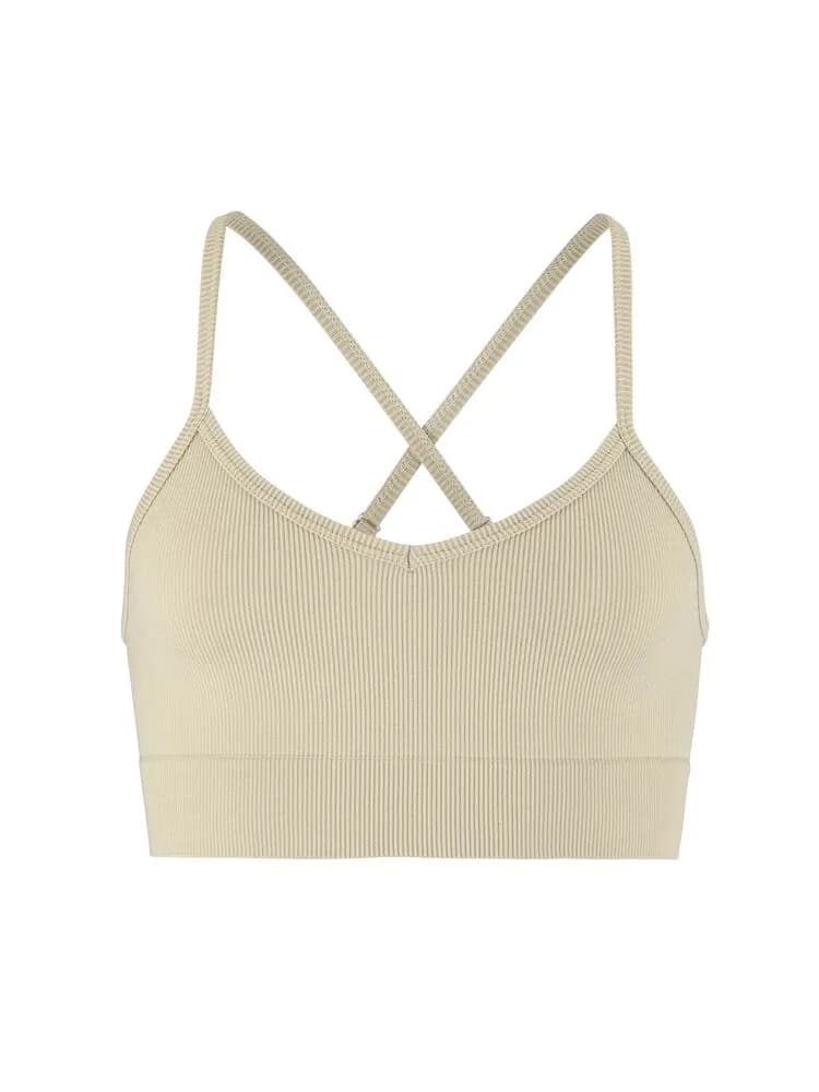 Collective Rib Strap Sports Bra W - Hay