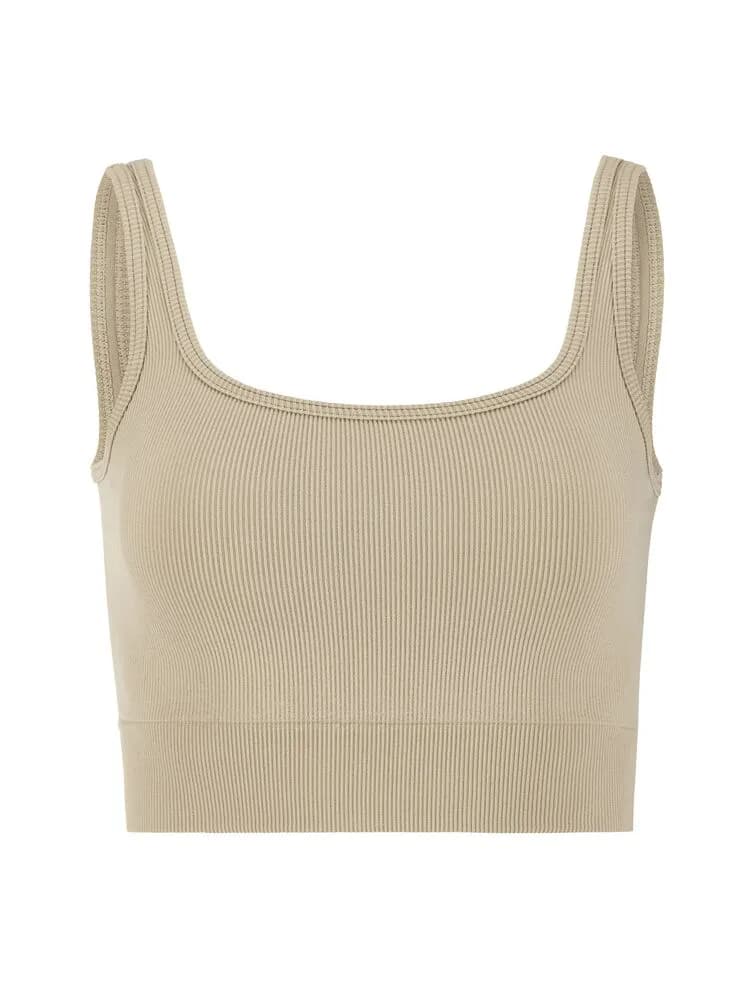Collective Rib Sports Bra W - Hay