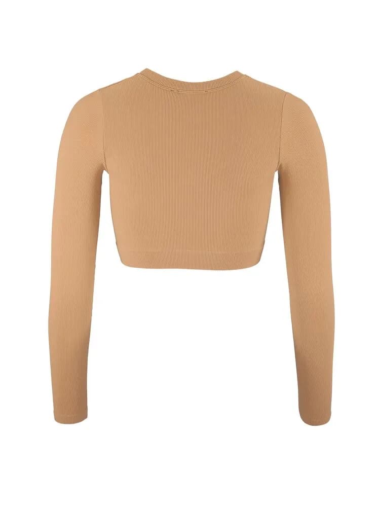 Collective Rib Cropped Ls Top W - Syrup