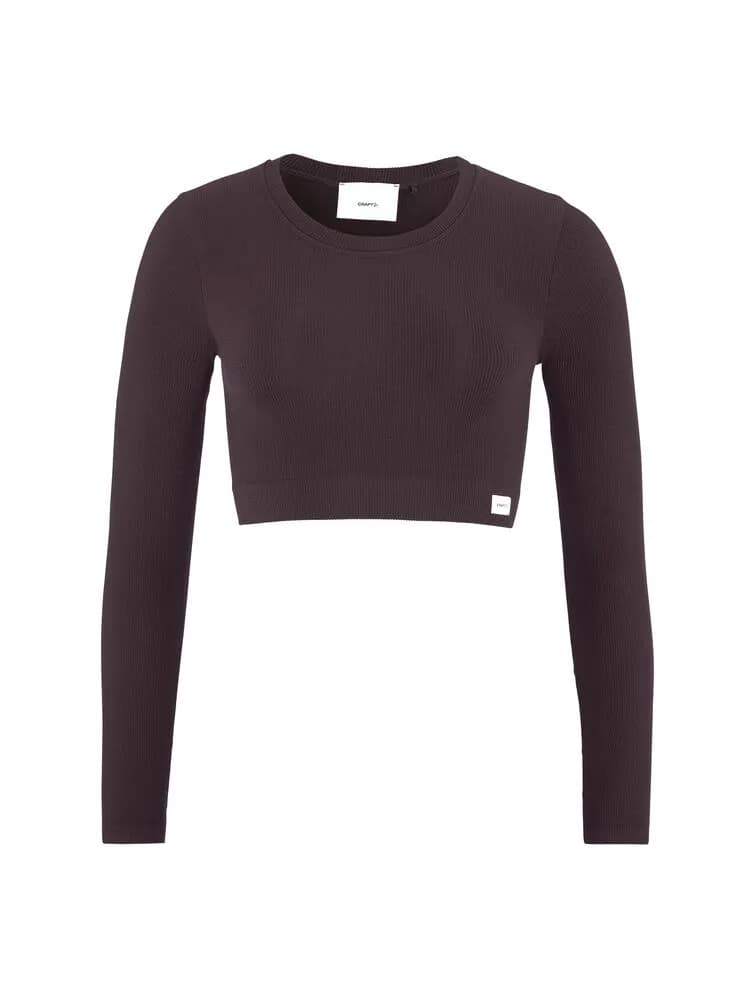 Collective Rib Cropped Ls Top W - Dk Plum