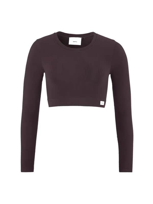 Collective Rib Cropped Ls Top W - Dk Plum