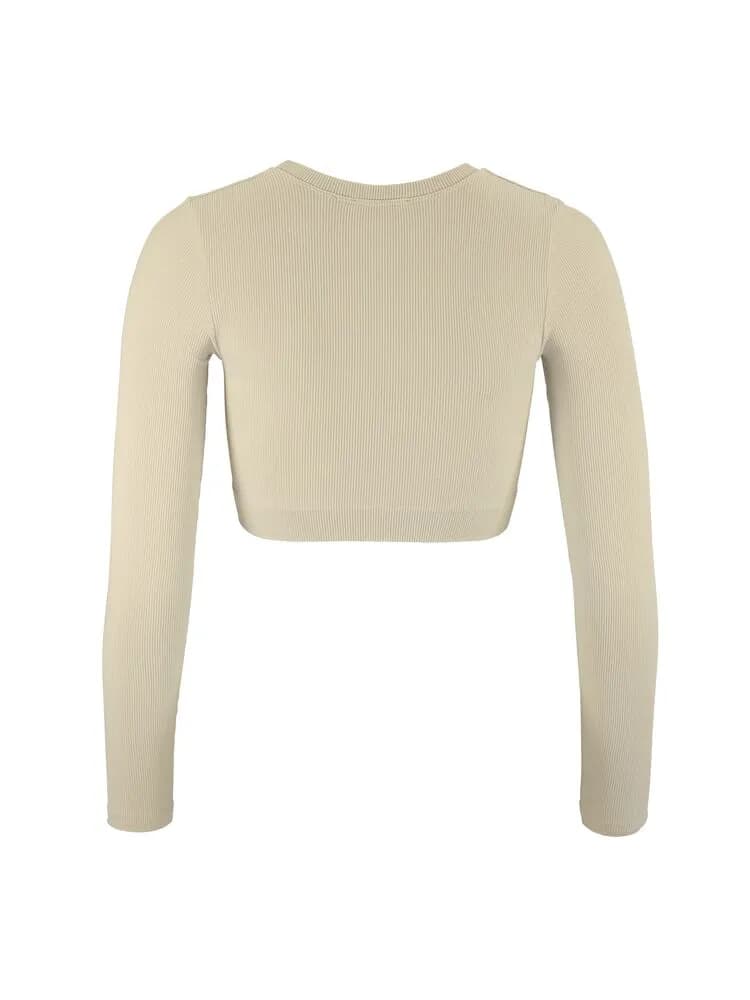 Collective Rib Cropped Ls Top W - Hay