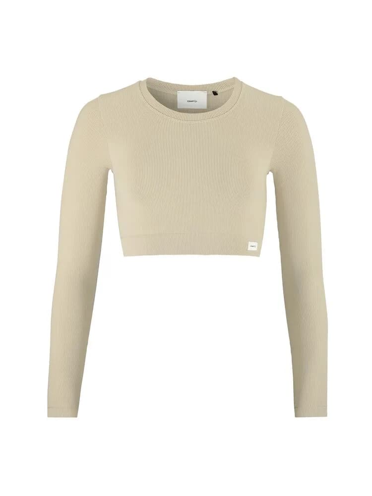 Collective Rib Cropped Ls Top W - Hay