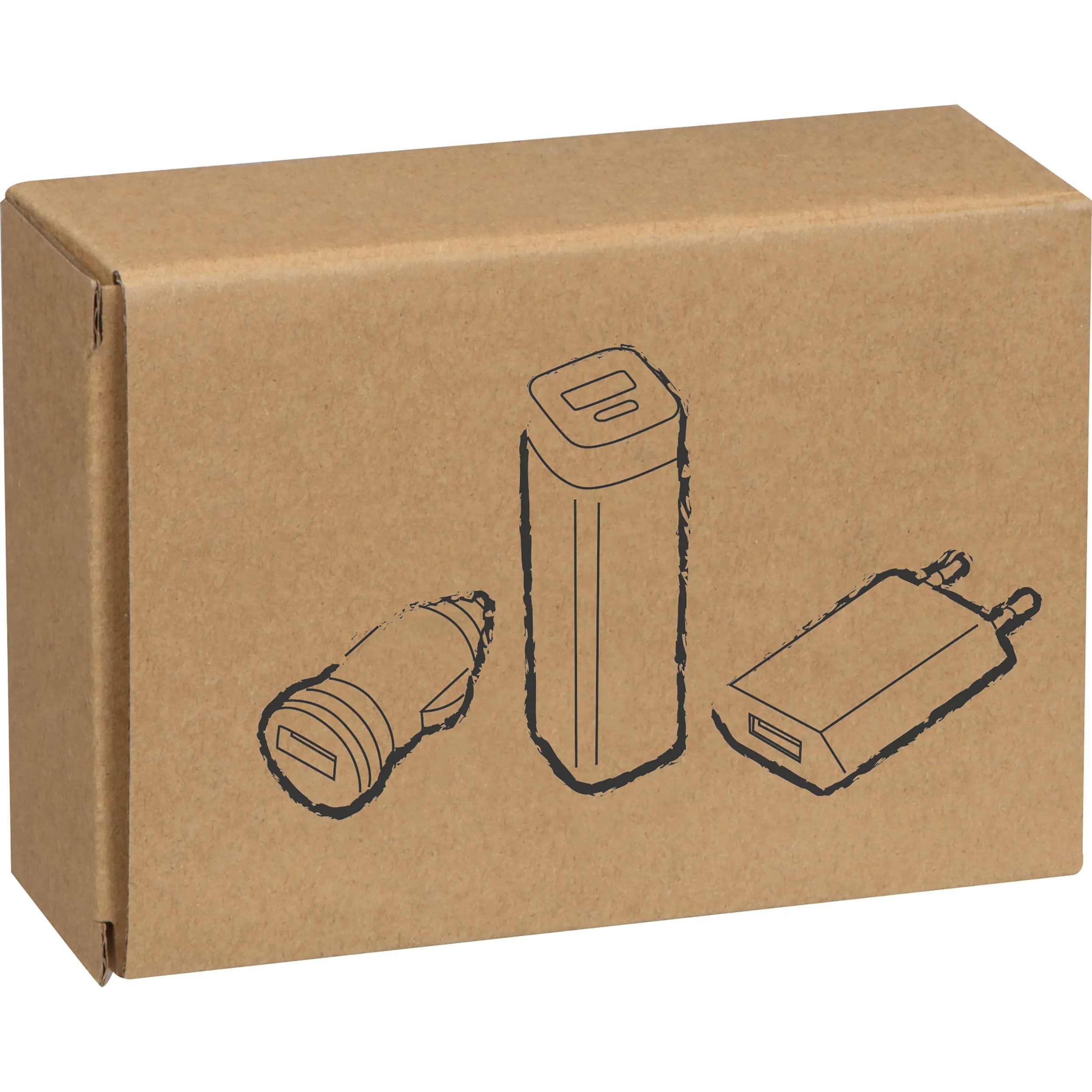 Travel Set Powerbank, EU-Stecker und USB Ladegerät JUSTIN - weiss