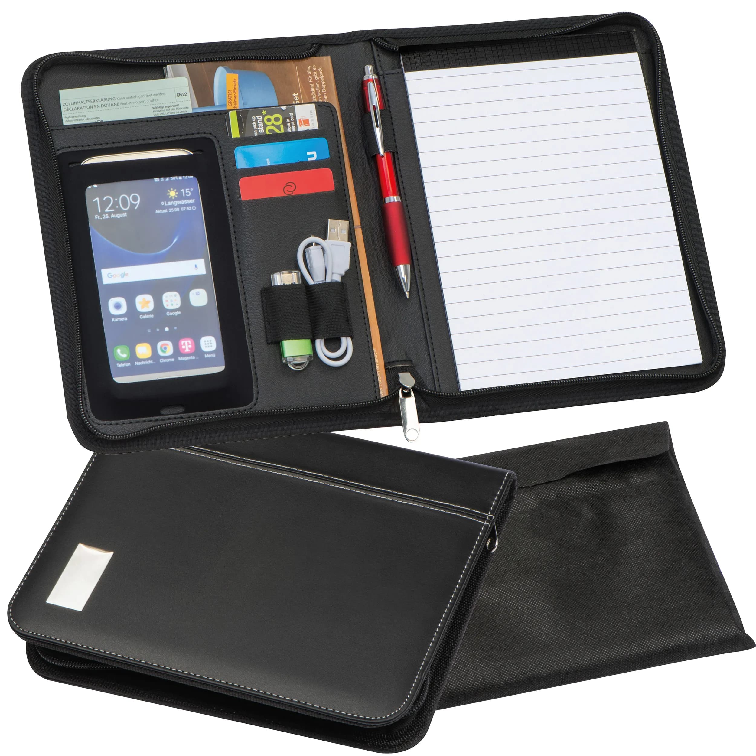 A5 Schreibmappe aus Kunstleder LOGAN - schwarz