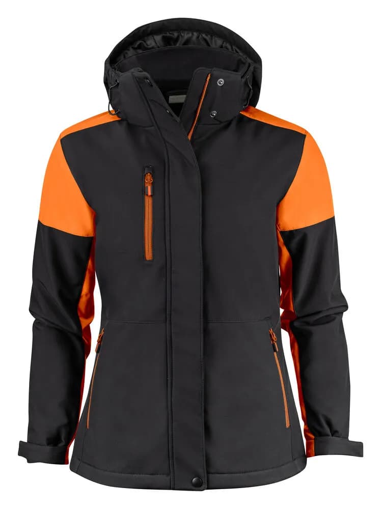 Prime Padded Softshell Jacke Damen - Schwarz/Orange