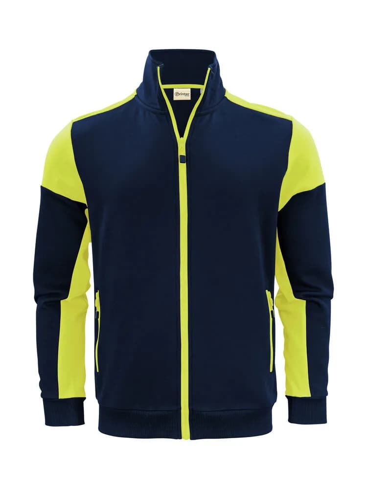 Prime Sweater Full Zip Herren - Marine/Neongelb