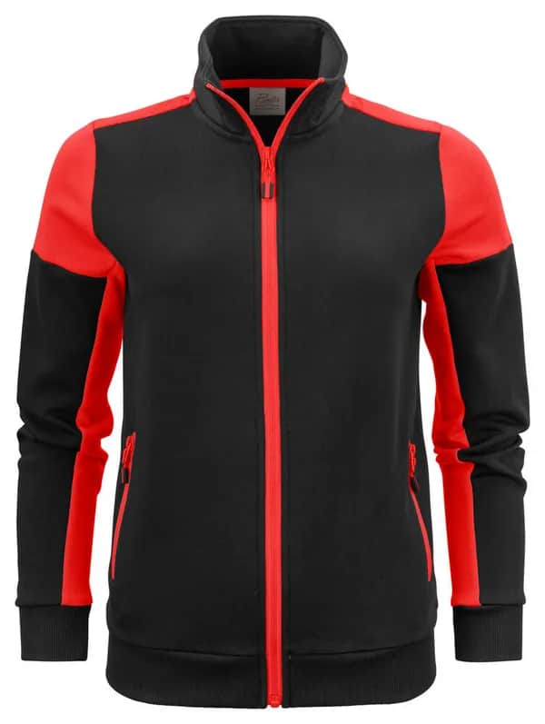 Prime Sweater Full Zip Damen - Schwarz/Rot