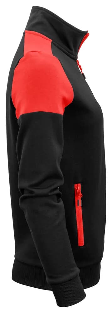 Prime Sweater Full Zip Damen - Schwarz/Rot