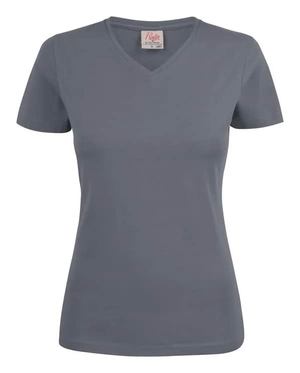 Heavy V-neck T-Shirt Damen - Grau