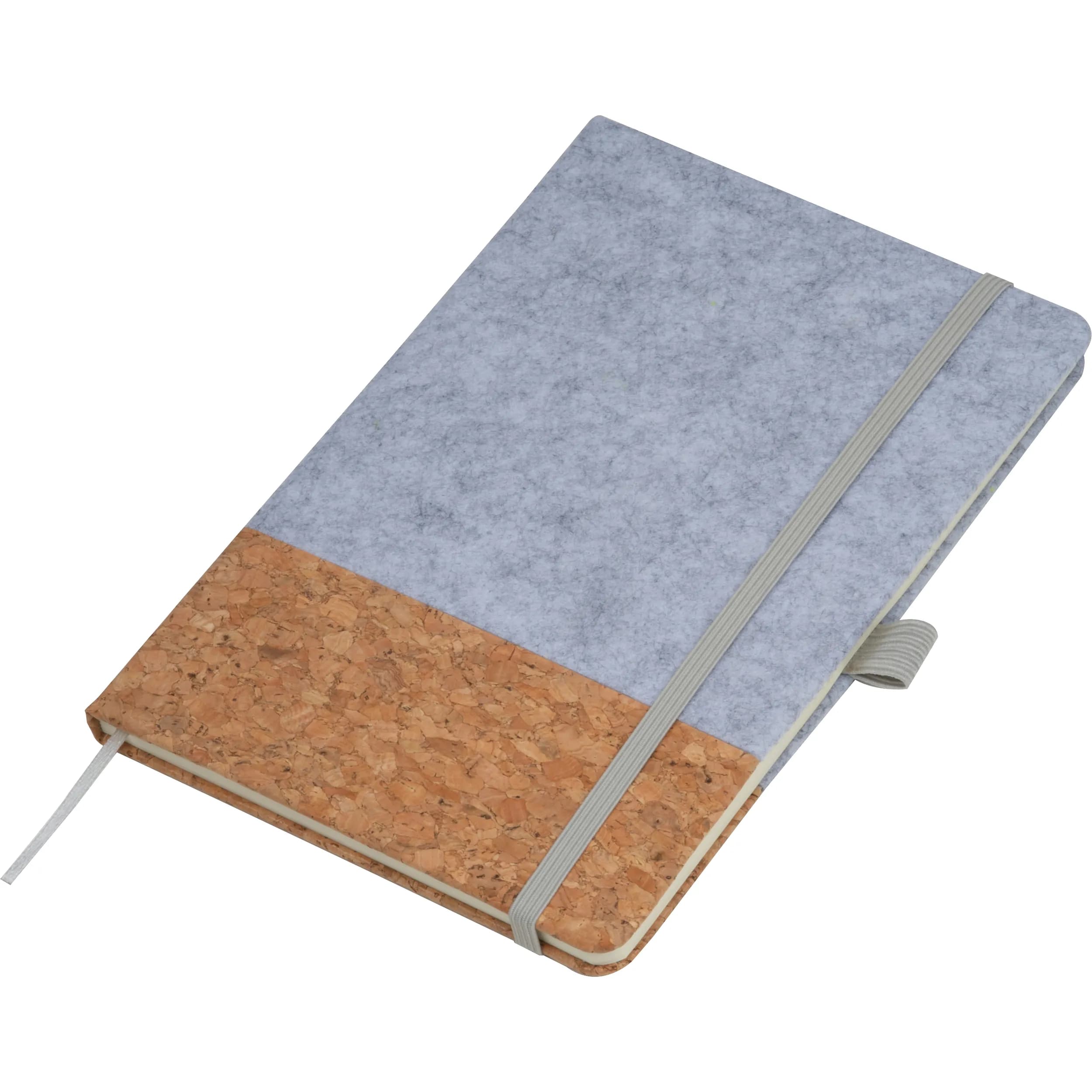 A5 Notizbuch mit Cover aus Kork und Filz TERESA - grau