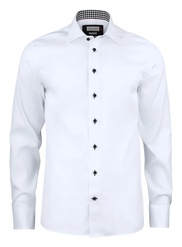 RB20 Twill Hemd Slim Fit Herren - Weiß/Schwarz